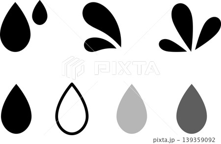 水滴・水のアイコンイラストセット白黒 139359092