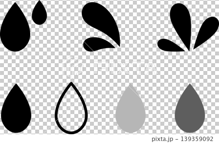 水滴/水圖示插圖集（黑白） 139359092
