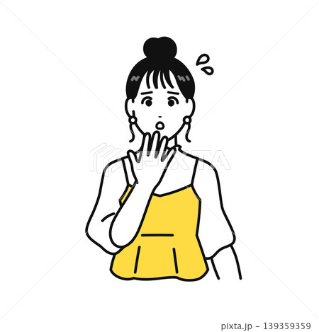 怯えるまとめ髪の若い女性のイラスト素材 139359359