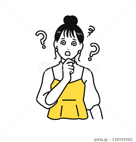 キャパオーバーなまとめ髪の若い女性のイラスト素材 139359362