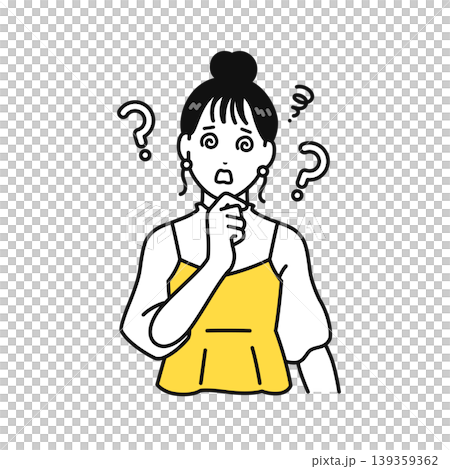キャパオーバーなまとめ髪の若い女性のイラスト素材 139359362