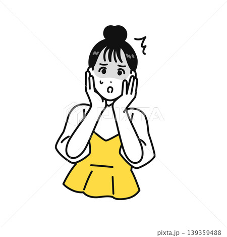 ショックを受けるまとめ髪の若い女性のイラスト素材 ショックを受けるまとめ髪の若い女性のイラスト素材 139359488