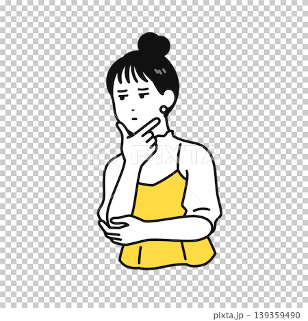 疑うまとめ髪の若い女性のイラスト素材 疑うまとめ髪の若い女性のイラスト素材 139359490