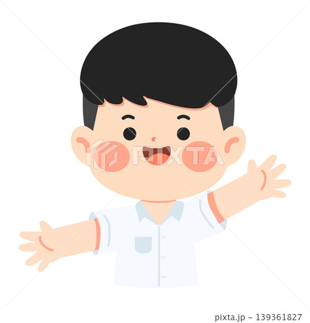 Boy With Open Arms Showing Welcome And Happiness Boy With Open Arms Showing Welcome And Happiness 139361827