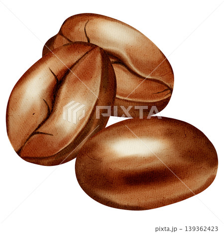Watercolor illustration of coffee beans. Coffee bean set. A set of watercolor illustrations for coffee shops, cafes, packaging, menus, and product design. Watercolor illustration of coffee beans. Coffee bean set. A set of watercolor illustrations for coffee shops, cafes, packaging, menus, and product design. 139362423
