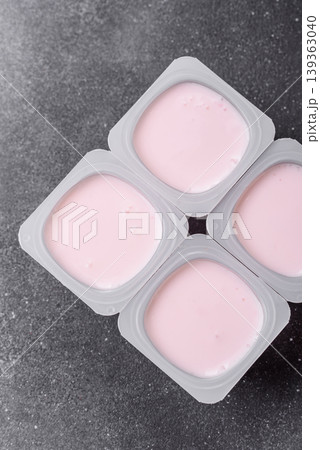 Milky liquid drinking yogurt, a useful food for healthy digestion. Drinking yogurt 139363040