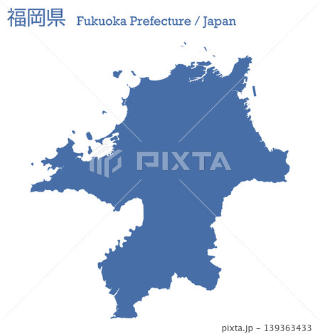 日本のベクターイラスト地図素材:福岡県全体地図 日本のベクターイラスト地図素材:福岡県全体地図 139363433