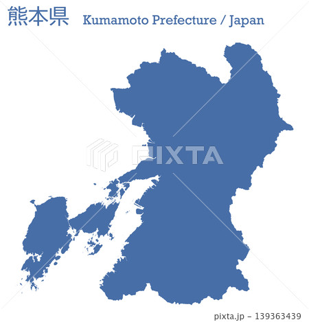日本のベクターイラスト地図素材:熊本県全体地図 日本のベクターイラスト地図素材:熊本県全体地図 139363439
