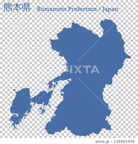 日本のベクターイラスト地図素材:熊本県全体地図 日本のベクターイラスト地図素材:熊本県全体地図 139363439