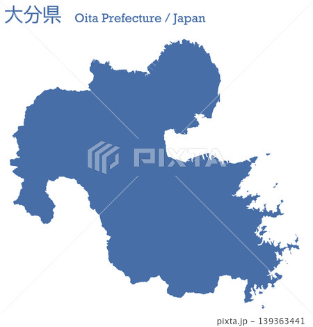日本のベクターイラスト地図素材:大分県全体地図 日本のベクターイラスト地図素材:大分県全体地図 139363441