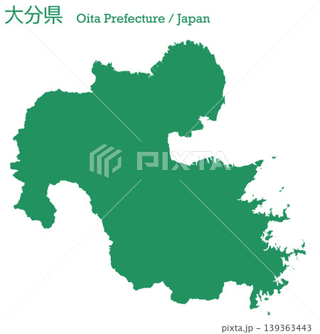 日本のベクターイラスト地図素材:大分県全体地図 日本のベクターイラスト地図素材:大分県全体地図 139363443