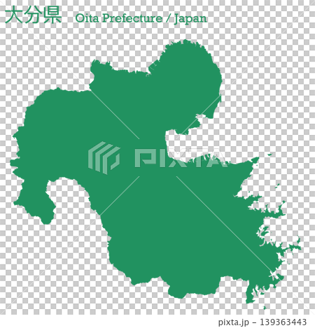 日本のベクターイラスト地図素材:大分県全体地図 日本のベクターイラスト地図素材:大分県全体地図 139363443