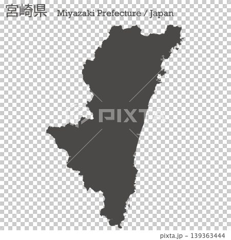 Vector illustration map material for Japan: Miyazaki Prefecture map Vector illustration map material for Japan: Miyazaki Prefecture map 139363444