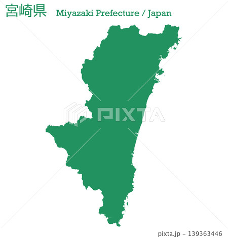 日本のベクターイラスト地図素材：宮崎県全体地図 139363446