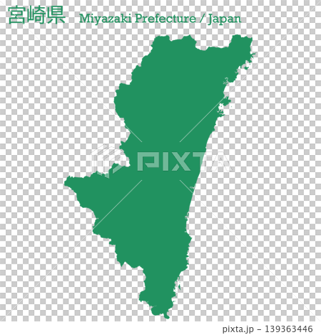 日本のベクターイラスト地図素材：宮崎県全体地図 139363446