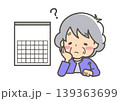 カレンダーを見て悩む（日付がわからない） 139363699