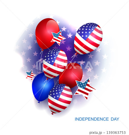 American Independence Day. Isolated component with a set of balloons on a white background American Independence Day. Isolated component with a set of balloons on a white background 139363753