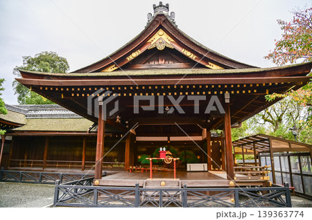 Close-up view of Fushimi Inari Taisha(Fushimi Inari Shrine) is a popular tourist destination in Kyoto, Japan.  Fushimi Inari Shrine architecture. Building exterior. 139363774
