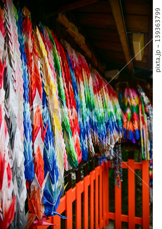 Close-up view of Fushimi Inari Taisha(Fushimi Inari Shrine) is a popular tourist destination in Kyoto, Japan. Fushimi Inari Shrine architecture. Building exterior. Close-up view of Fushimi Inari Taisha(Fushimi Inari Shrine) is a popular tourist destination in Kyoto, Japan. Fushimi Inari Shrine architecture. Building exterior. 139363799