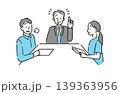 終わらない会議にうんざりする社員たちのイラスト 139363956