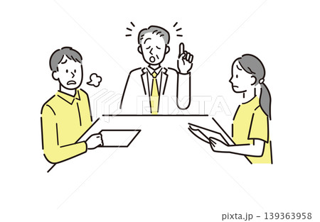 終わらない会議にうんざりする社員たちのイラスト 139363958