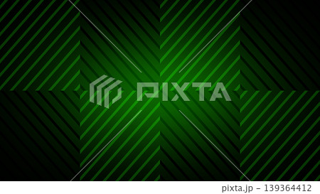 Geometric abstract background with diagonal green stripes forming a symmetrical diamond pattern. 3D texture effect. Geometric abstract background with diagonal green stripes forming a symmetrical diamond pattern. 3D texture effect. 139364412