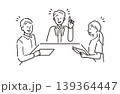 活発な会議をするビジネスパーソン、笑顔で話し合う社員たちのイラスト 139364447