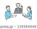 活発な会議をするビジネスパーソン、笑顔で話し合う社員たちのイラスト 139364448