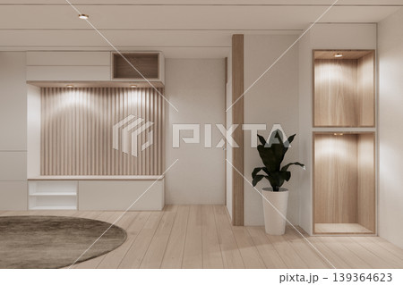 shelf on Built-in mock up smath board wall minimalist,Empty white wall on wooden floor and decoration, room japandi modern style.3D rendering shelf on Built-in mock up smath board wall minimalist,Empty white wall on wooden floor and decoration, room japandi modern style.3D rendering 139364623