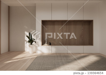 shelf wall Built-in mock up minimalist, room japandi modern style,Empty white wall on wooden floor and decoration.3D rendering shelf wall Built-in mock up minimalist, room japandi modern style,Empty white wall on wooden floor and decoration.3D rendering 139364654