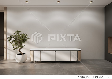 Cabinet for smath Tv on shelf Built-in wall minimalist,Empty white wall on granite tiles room modern style.3D rendering Cabinet for smath Tv on shelf Built-in wall minimalist,Empty white wall on granite tiles room modern style.3D rendering 139364667