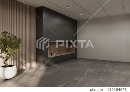 granite tiles floor and decoration,shelf on Built-in mock up smath board wall minimalist, room japandi modern style.3D rendering granite tiles floor and decoration,shelf on Built-in mock up smath board wall minimalist, room japandi modern style.3D rendering 139364678
