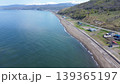 浜益の毘砂別川河口と日本海の自然風景 北海道石狩市 空撮 139365197
