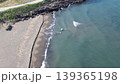 浜益の毘砂別川河口と日本海の自然風景 北海道石狩市 空撮 139365198