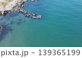 浜益の毘砂別川河口と日本海の自然風景 北海道石狩市 空撮 139365199