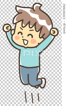 ジャンプして喜んでいる男の子 ジャンプして喜んでいる男の子 139365662