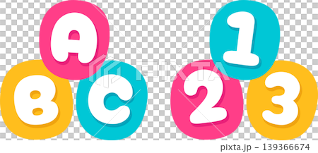 Cartoon ABC letters and 123 numbers icon Cartoon ABC letters and 123 numbers icon 139366674