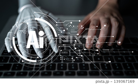 AI Brain Processing Data with Generative Artificial Intelligence Concept Latch 139367169