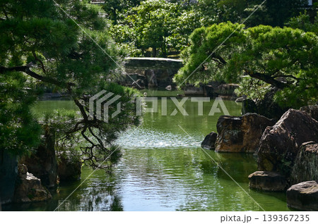 The Japanese gardern view of nijo jo castle, Kyoto, Japan. World Heritage Site, Japanese old traditional architecture in Kyoto, Japan. Background landscape of the beauty of Nijo Castle at sunny day. The Japanese gardern view of nijo jo castle, Kyoto, Japan. World Heritage Site, Japanese old traditional architecture in Kyoto, Japan. Background landscape of the beauty of Nijo Castle at sunny day. 139367235