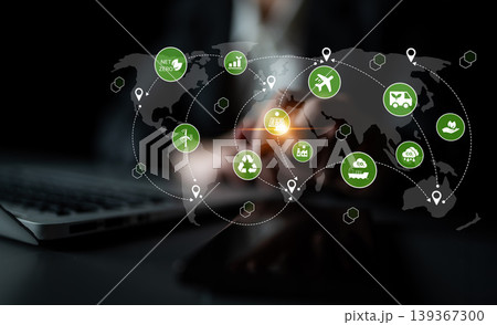 Global net zero and environmental sustainability network concept Parse 139367300