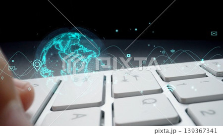Futuristic Keyboard Interface with Digital Globe and Data Visualization Elements for Technology and Communication Concept xenic Futuristic Keyboard Interface with Digital Globe and Data Visualization Elements for Technology and Communication Concept xenic 139367341