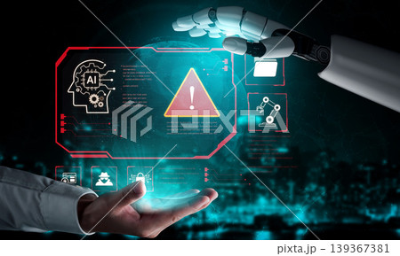 Cyber Attack Alert on Digital Screen with AI Threat Detection and Red Warning. Corpus Cyber Attack Alert on Digital Screen with AI Threat Detection and Red Warning. Corpus 139367381