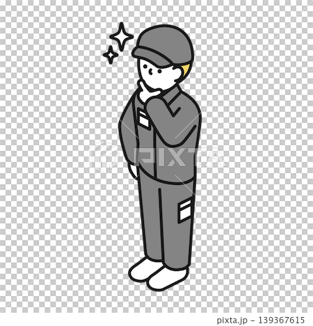 アイソメトリックイラスト：自慢する工場作業員 139367615