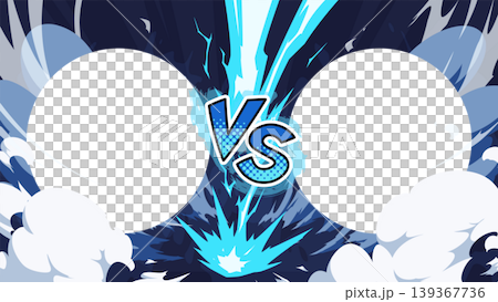 Background illustration of a battle with lightning and smoke effects_VS_with hole for image, 16:9 aspect ratio Background illustration of a battle with lightning and smoke effects_VS_with hole for image, 16:9 aspect ratio 139367736