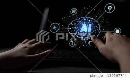 AI neural network brain concept for deep learning and cognitive computing. Corpus 139367744