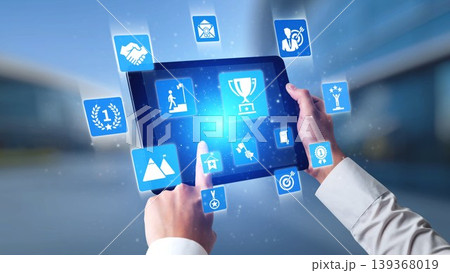 Business achievement and success concept icons Spire 139368019