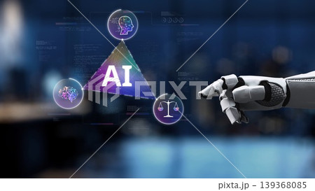 Futuristic Concept of Artificial Intelligence Showcasing Neural Networks, Legal Scales, and Human Brain in Modern Technological Environment Synapse Futuristic Concept of Artificial Intelligence Showcasing Neural Networks, Legal Scales, and Human Brain in Modern Technological Environment Synapse 139368085