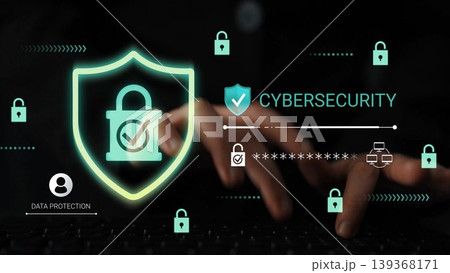 Modern Cybersecurity Concept Illustrating Data Protection and Digital Security with Lock Symbols on a Dark Background in a Tech Environment Gluon 139368171