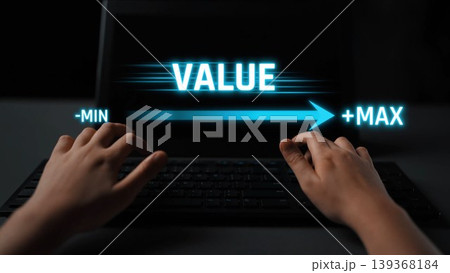 Value slider indicator with glowing bar showing minimum to maximum Marrow Value slider indicator with glowing bar showing minimum to maximum Marrow 139368184