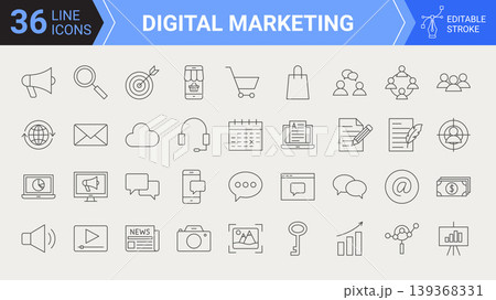 Digital Marketing Line Editable Icons Digital Marketing Line Editable Icons 139368331